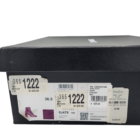 CHANEL CC Logo Cap Toe Suede Boots Double Stack Chain Burgundy 36.5 G36655 - Picture 14 of 16